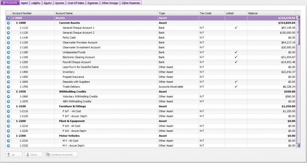 Xero Default Chart Of Accounts List